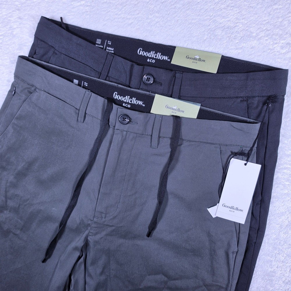NEW 2 Pack l Goodfellow & Co Slim Tech Chino Men 34/30 Nylon Stretch Drawstring